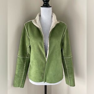 Green Faux Suede Sherling Jacket